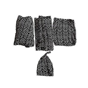 Little Sleepies Monochrome Chevron Fitted Flat Sheet Set Knotted Hat Bamboo